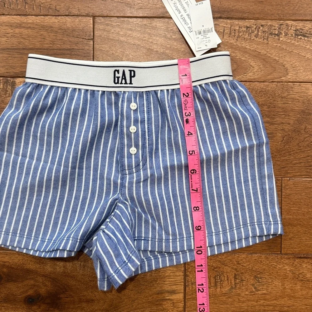 Girls Gap Kids Recycled Flannel PJ Pajama Shorts - Blue Pinstripe - Size 6